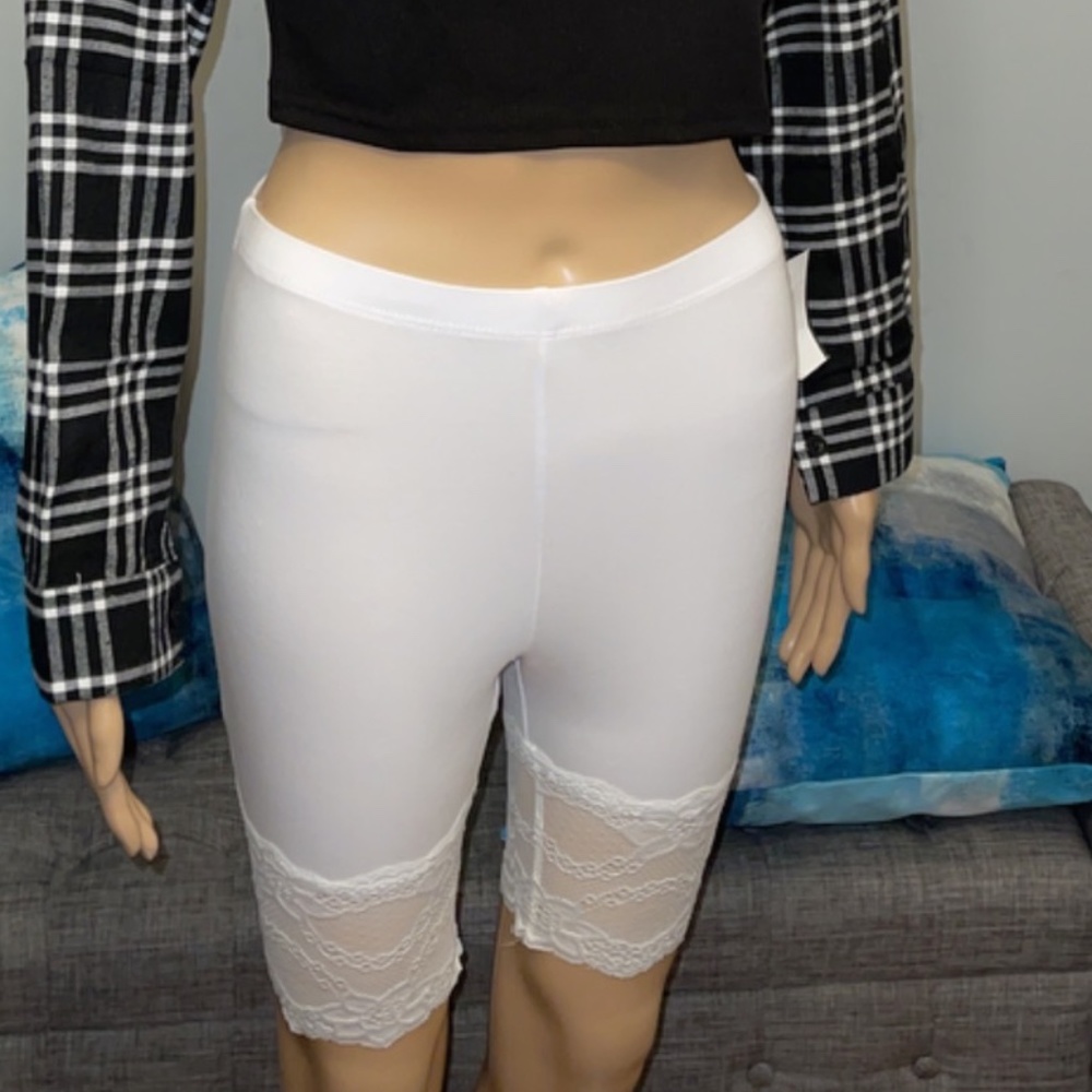 White lace biker shorts
